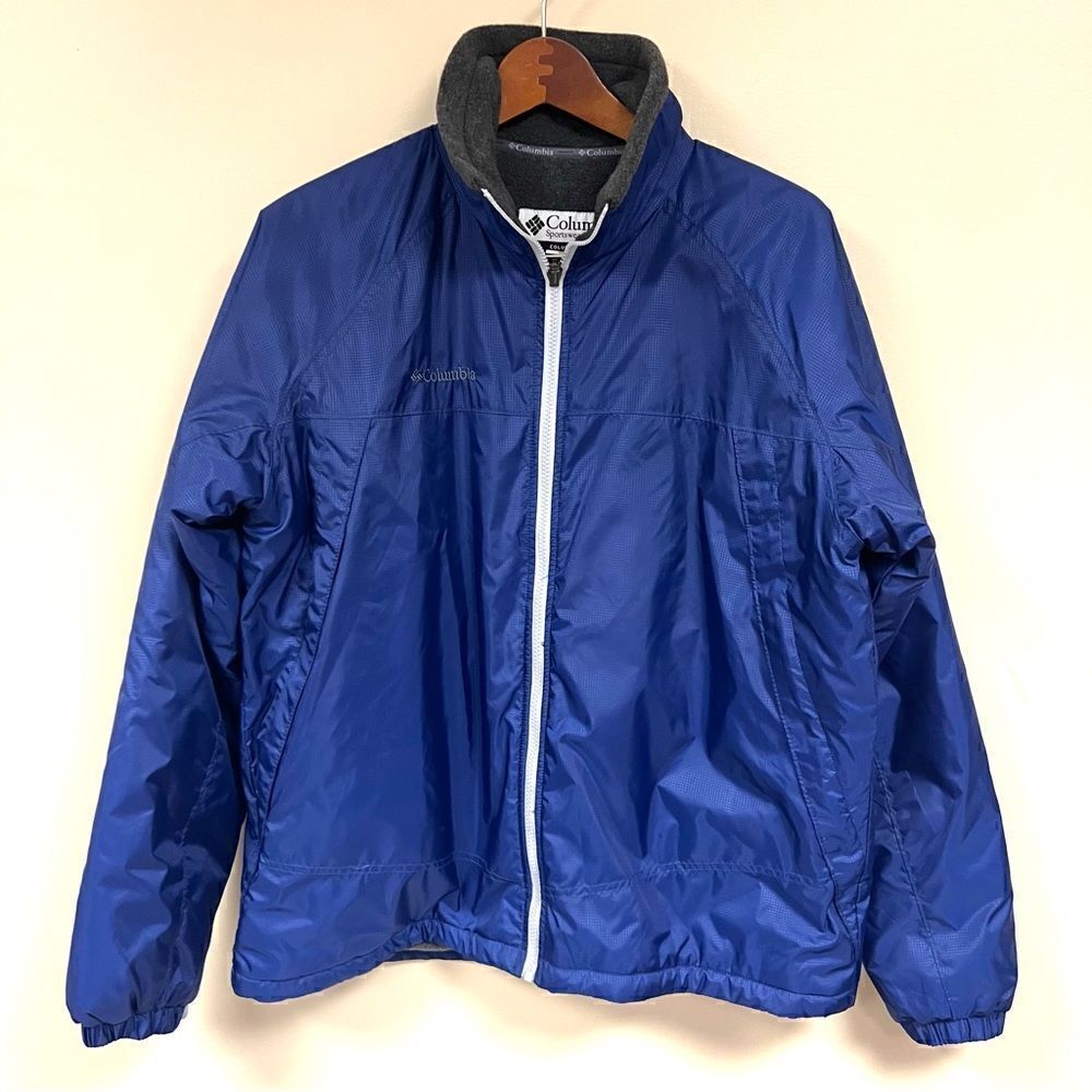Columbia blue interchange zip up coat with fleece interior size L